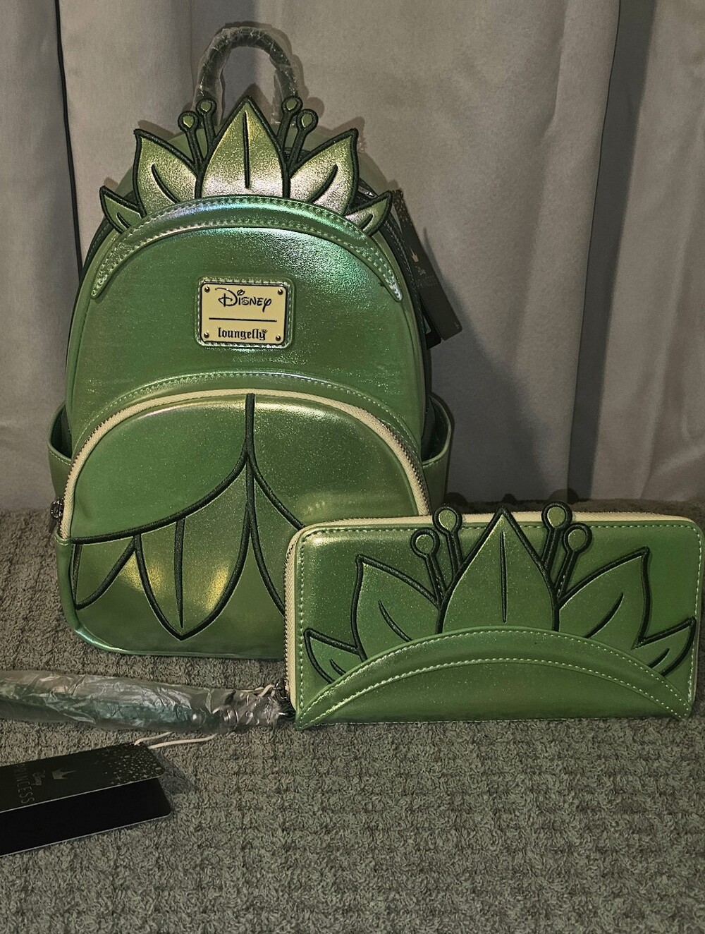 NWT! Loungefly Disney's Iridescent Tiana Mini Backpack & Wallet